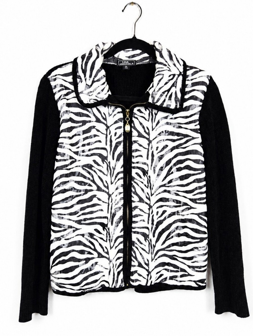 Zebra Print Zip Jacket Art to Wear Statement Maximalist Funky Plush Cardigan MP